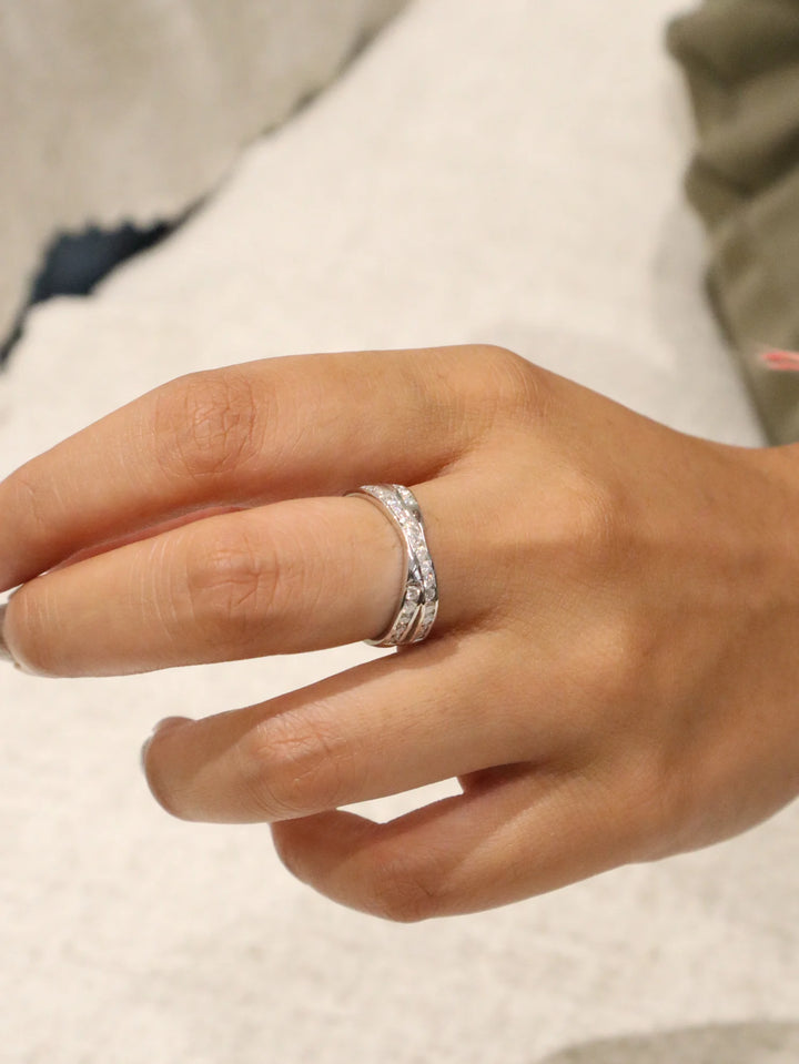 Double Cross Moissanite Stacking Statement Ring in 925 Sterling Silver by Carat For You