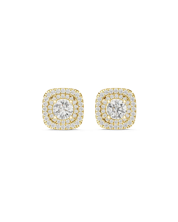 Elara Double Halo Moissanite Stud Earrings
