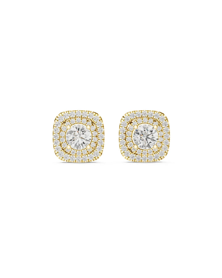 Elara Double Halo Moissanite Stud Earrings