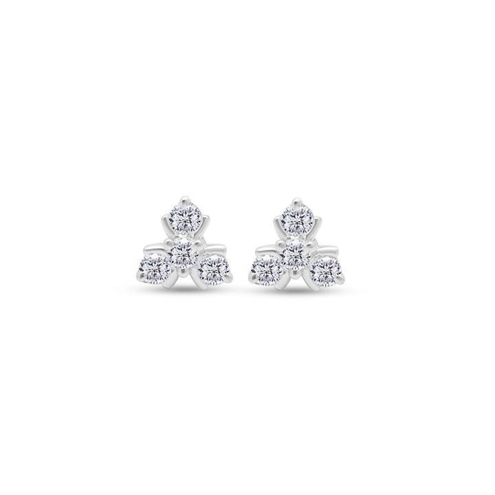 Elegant Trio Cluster Moissanite Stud Earrings by Carat For You on a white background