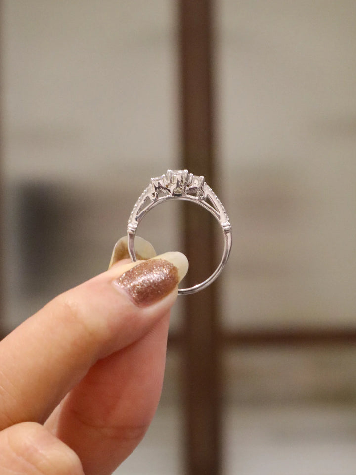 Eternal Trilogy Moissanite Engagement Ring in 925 Sterling Silver