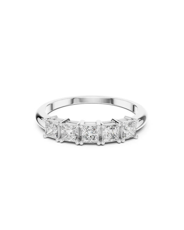 Eva Five Stone Princess Moissanite Engagement Ring