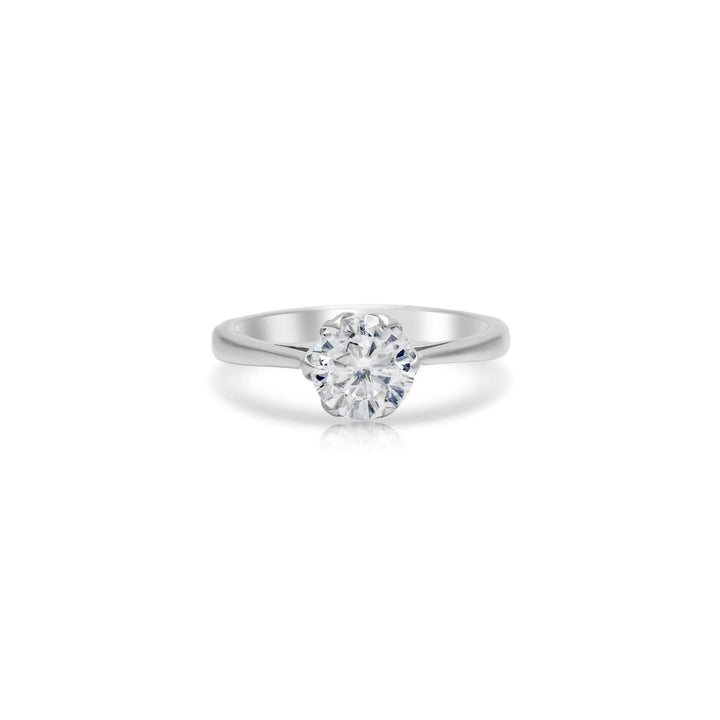 Floral Prong Moissanite Solitaire Ring in 925 Sterling Silver by Carat For You