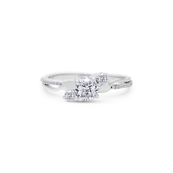 Flower & Leaf Inspired Moissanite Statement Ring on white background