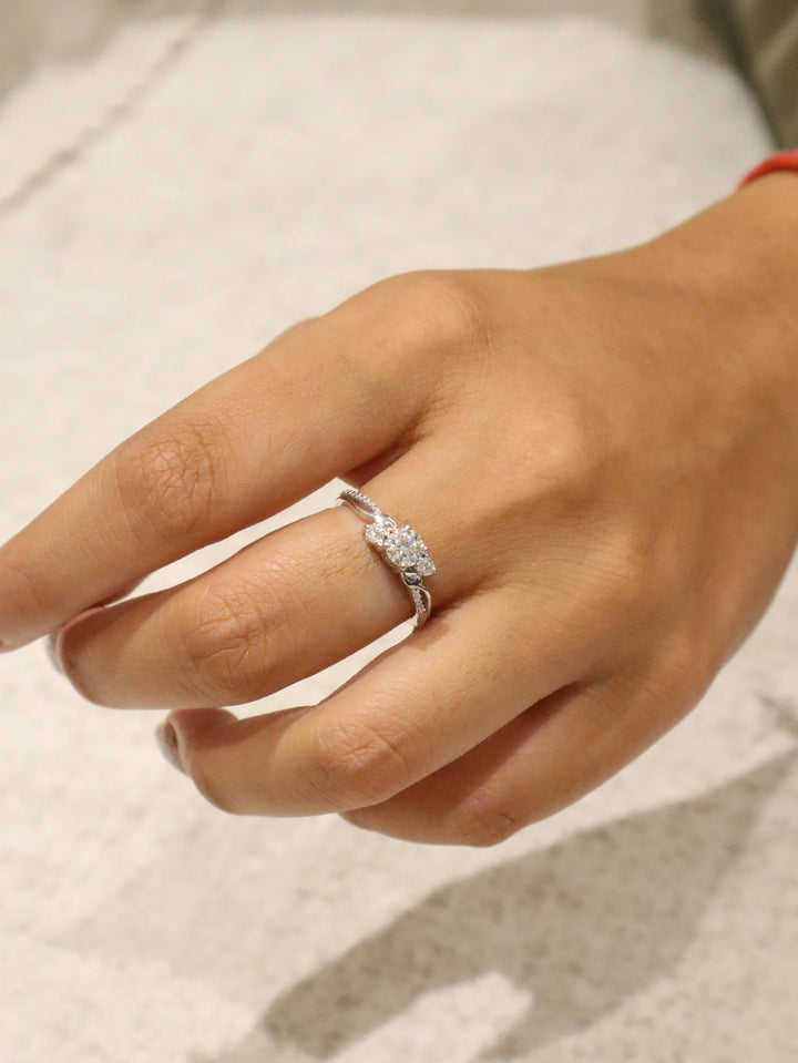 Flower & Leaf Inspired Moissanite Statement Ring