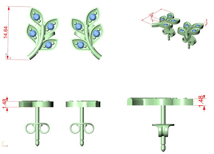 Gia Floral Moissanite Stud Earrings - 925 Sterling Silver CAD Design by Carat For You
