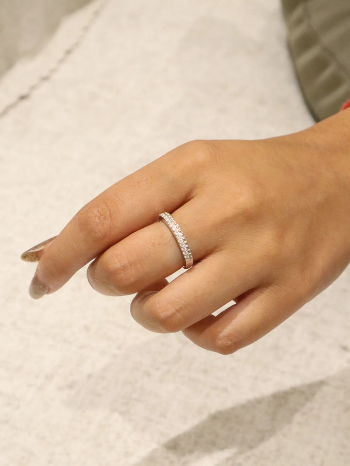 Half Eternity Moissanite Band Ring - 925 Sterling Silver