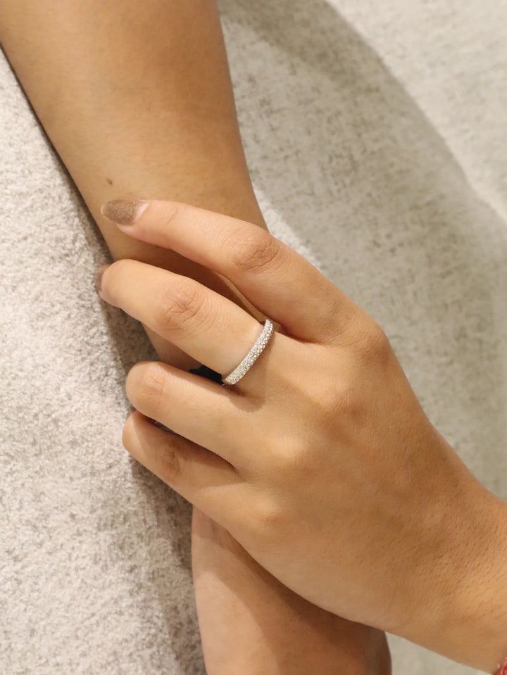Half Eternity Moissanite Band Ring - 925 Sterling Silver by Carat For You
