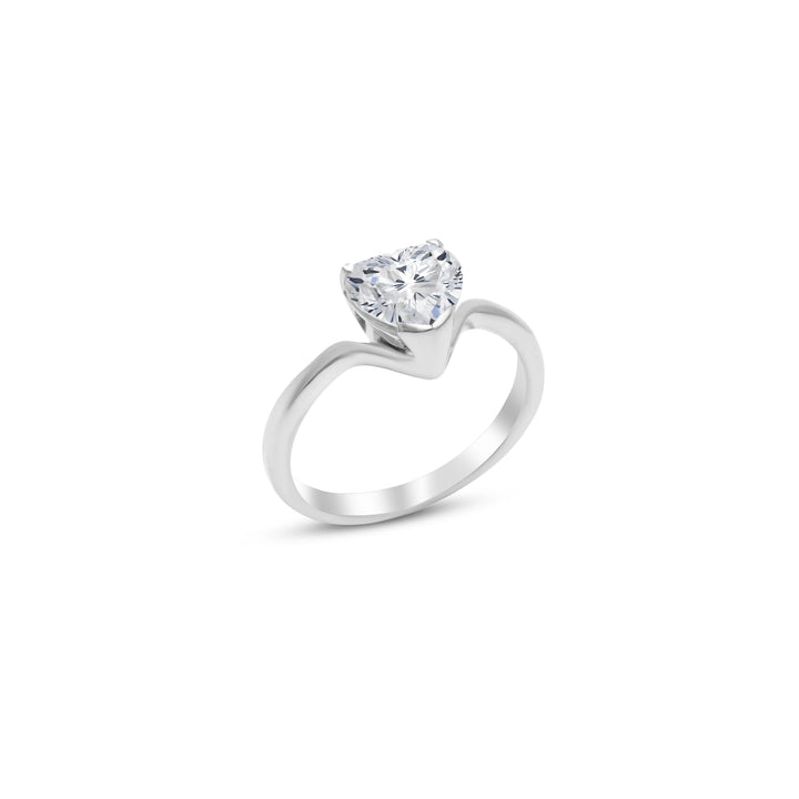 Heart Cut Moissanite Solitaire Ring – 925 Sterling Silver by Carat For You on white background
