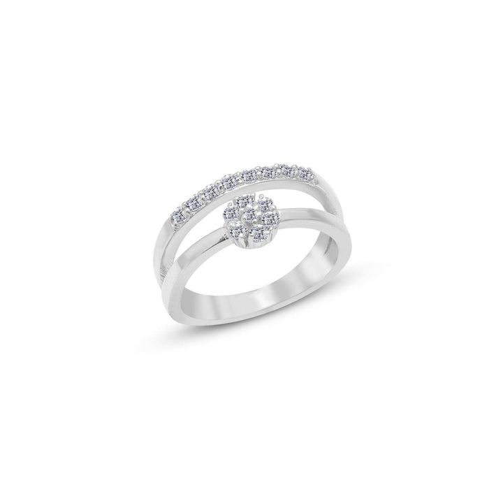 Illusion Dual-Band Cluster Moissanite Ring by Carat For You on White Background