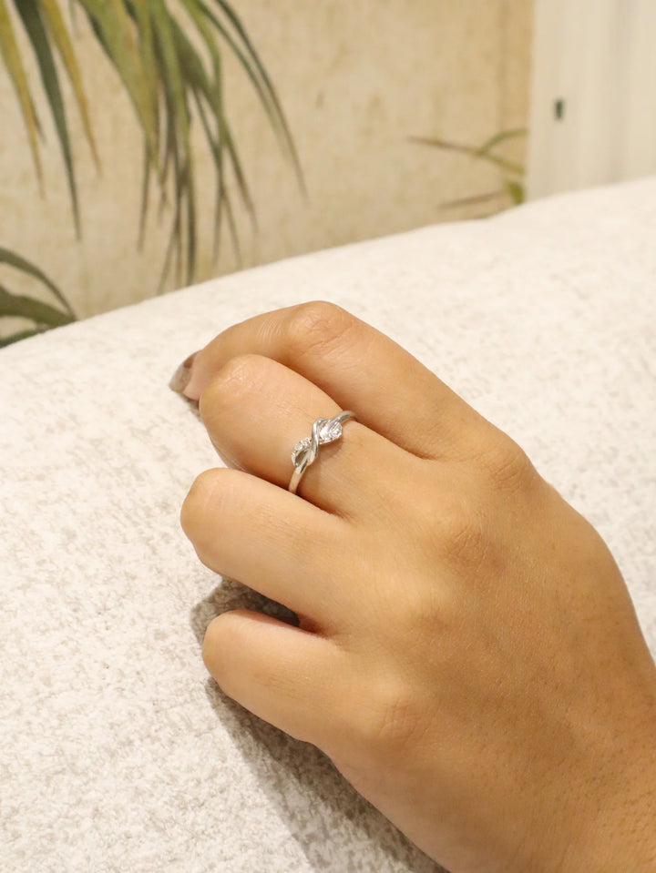 Infinity Minimalist Moissanite Ring in 925 Sterling Silver by Carat For You