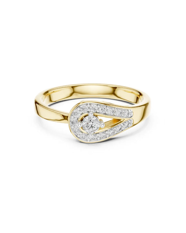 Isla Contemporary Teardrop Halo Moissanite Ring