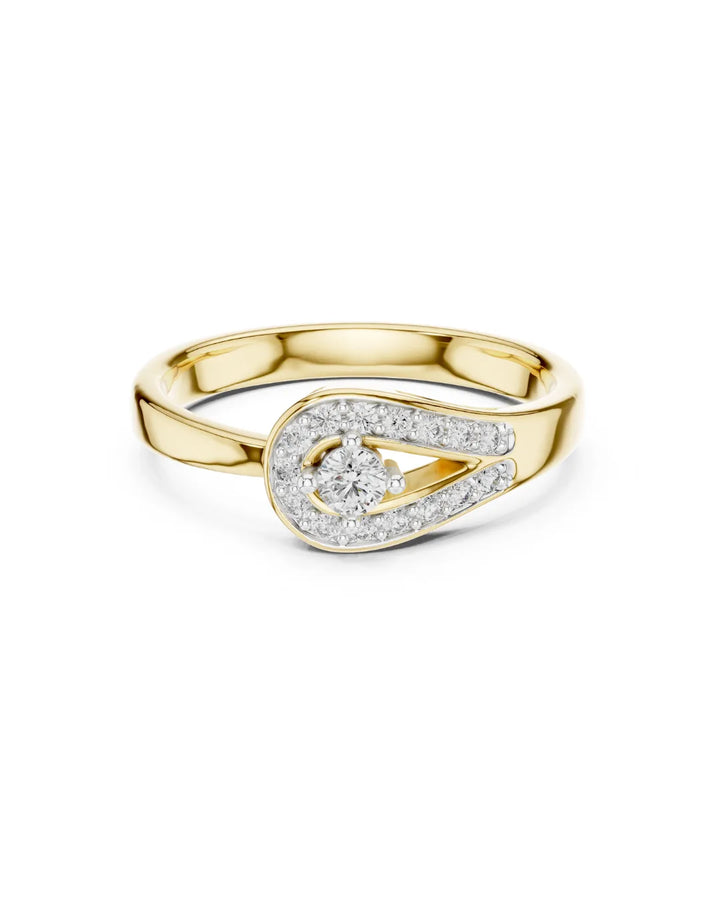 Isla Contemporary Teardrop Halo Moissanite Ring