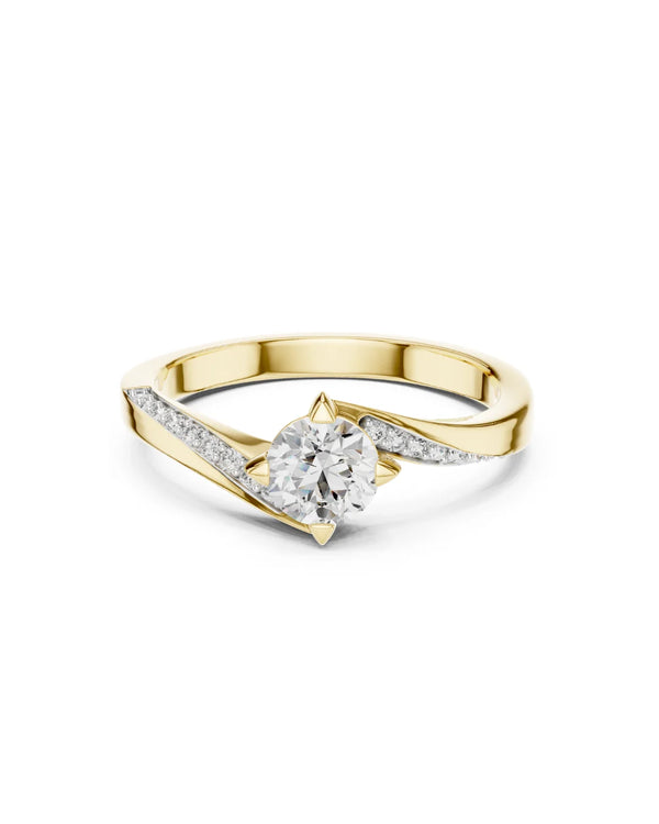 Kaia Twisted Bypass Pave Moissanite Bypass Shank Ring