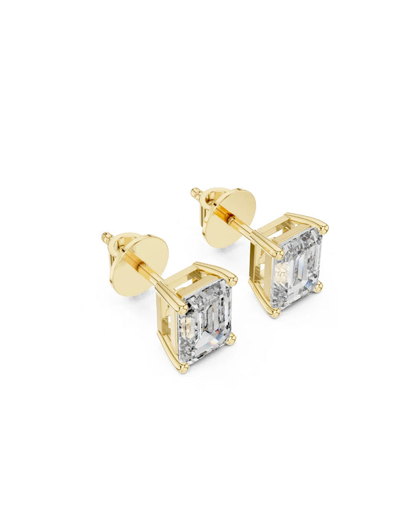 Kate Emerald Cut Moissanite Solitaire Stud Earrings