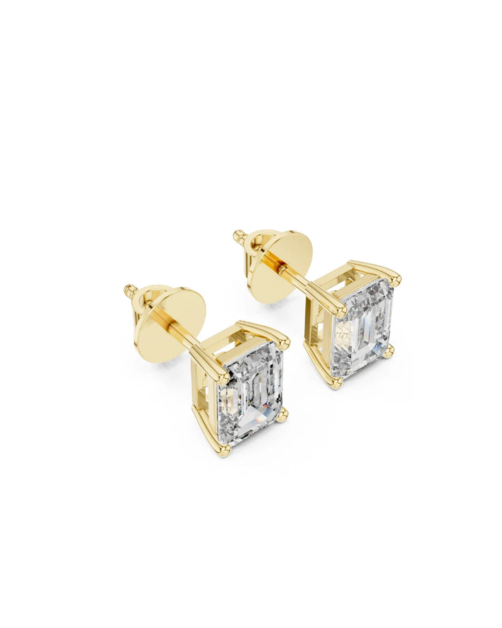 Kate Emerald Cut Moissanite Solitaire Stud Earrings
