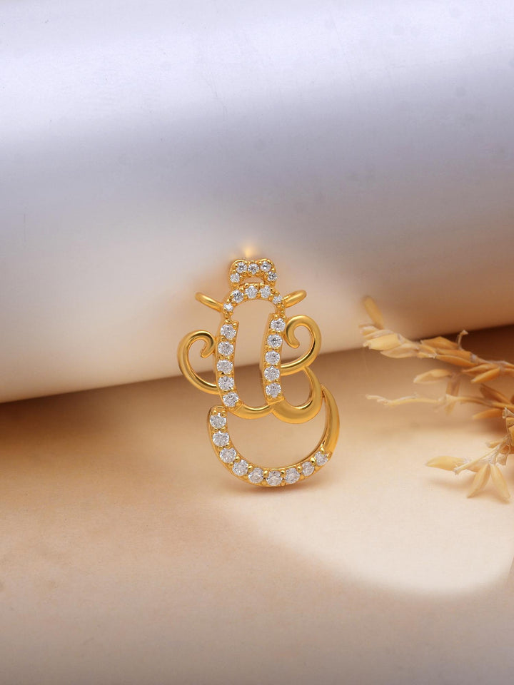 Lord Ganesha Moissanite Pendant in 925 Sterling Silver by Carat For You on a creative background