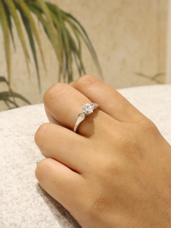 Minimal Moissanite Solitaire Ring