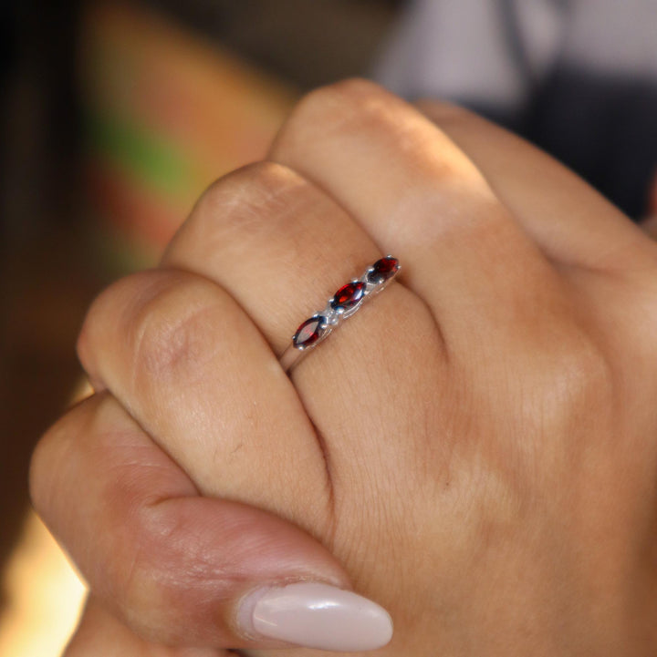 A closeup image of Minimalist Garnet Ring -1 by Carat For You 