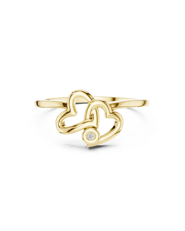 Minimalist TwinHeart Moissanite Ring