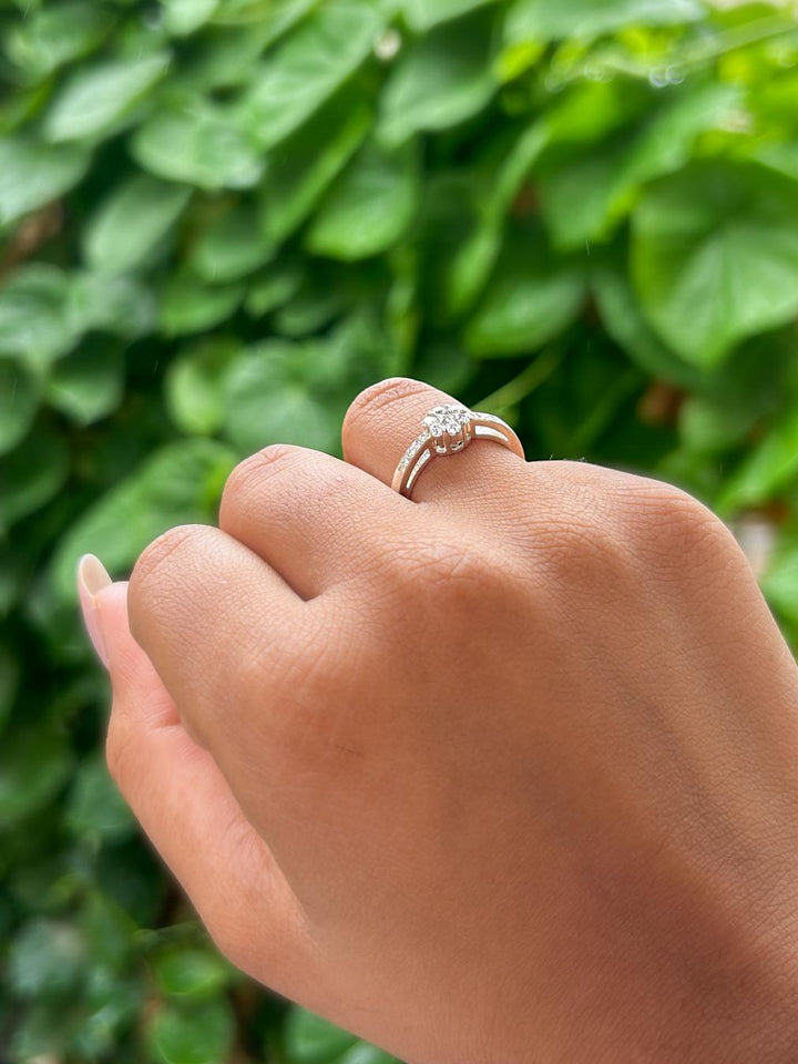 Model wearing Dazzling Floral Moissanite Ring by Carat For You