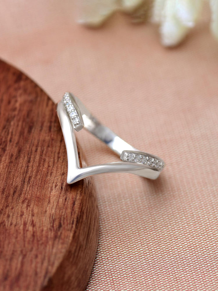Modern V-Line Moissanite Statement Ring by Carat For You on creative background