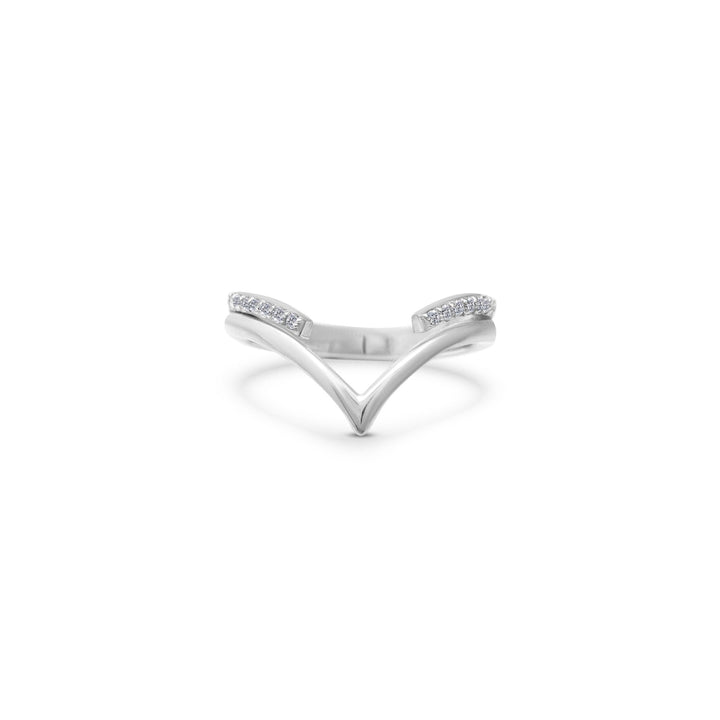 Modern V-Line Moissanite Statement Ring by Carat For You on a White Background
