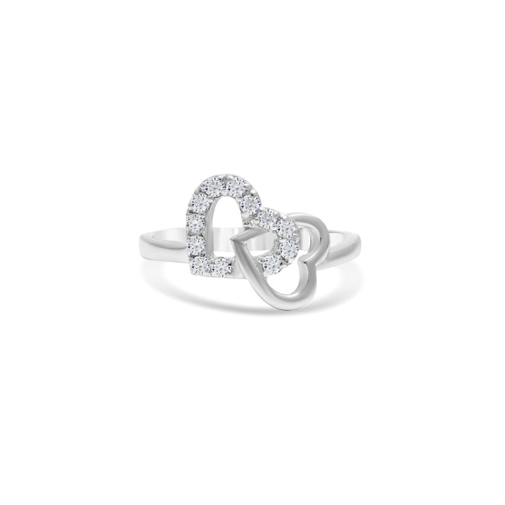 Moissanite Double Heart Ring For Her – 925 Sterling Silver on white background by Carat For You
