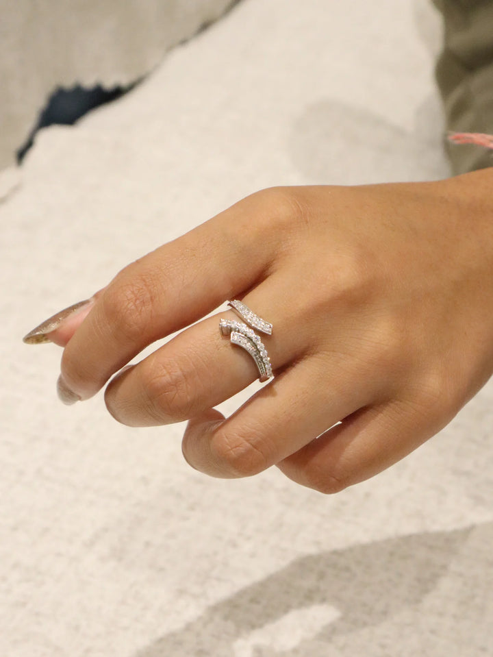 Moissanite Open Statement Ring - 925 Sterling Silver