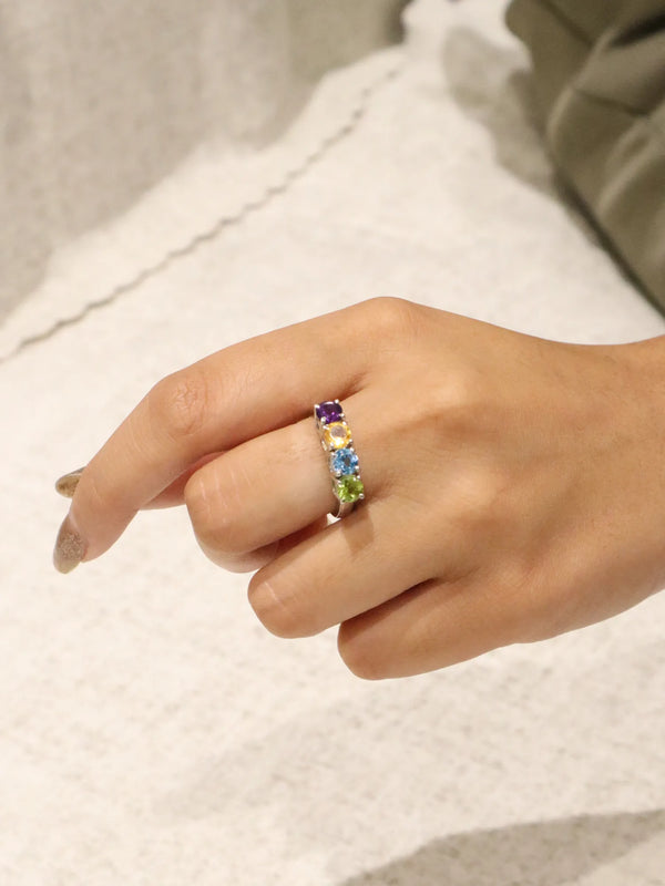 Multi Stone Cluster Statement Ring