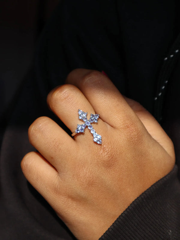 Natural Tanzanite Holy Cross Ring