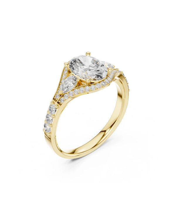Neriah Oval & Pear Moissanite Split Shank Engagement Ring