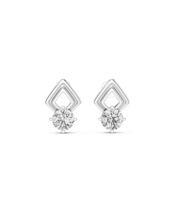 Nova Deco Frame Moissanite Stud Earrings