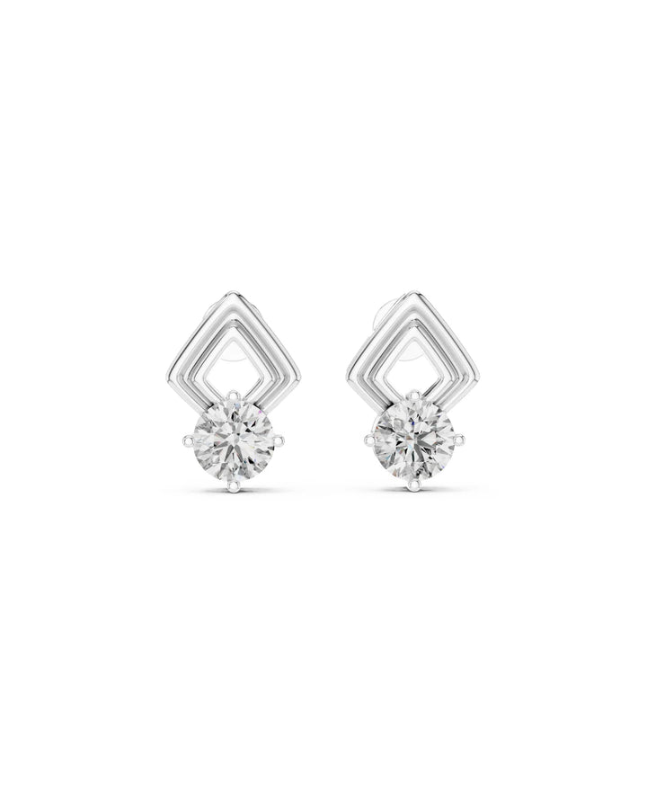 Nova Deco Frame Moissanite Stud Earrings