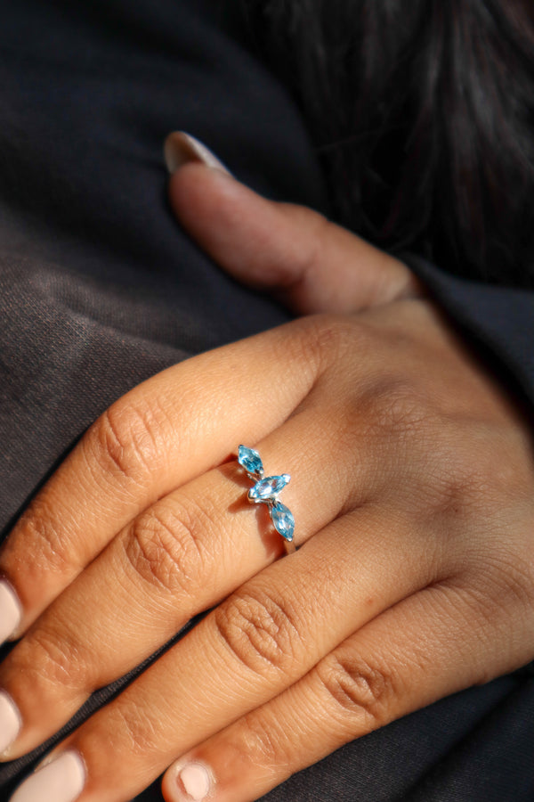 Dainty Blue Topaz Statement Ring