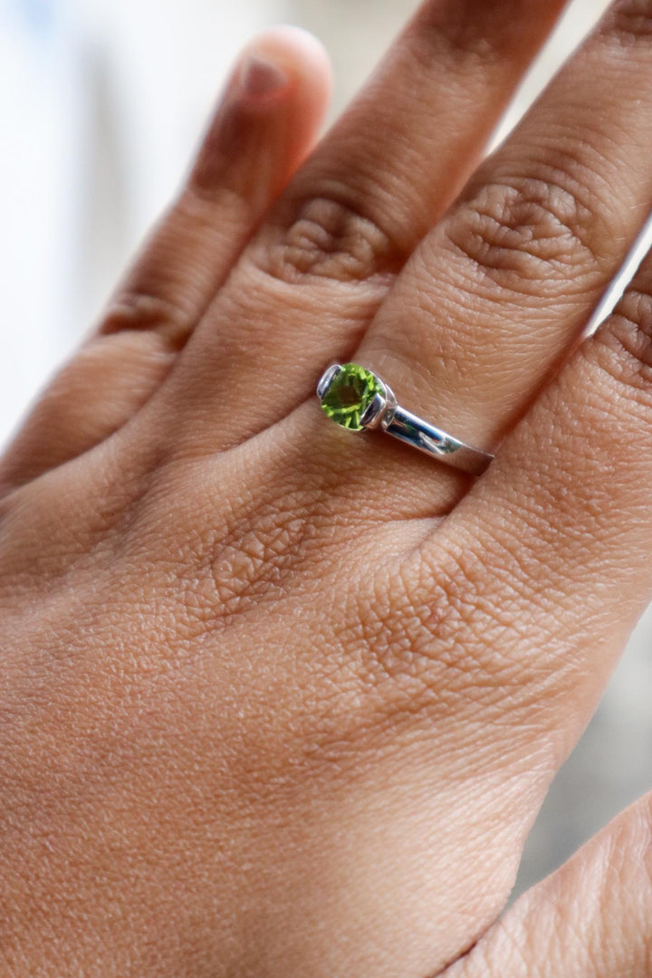 A closeup image of Peridot Radiant Ring -2 by Carat For You 