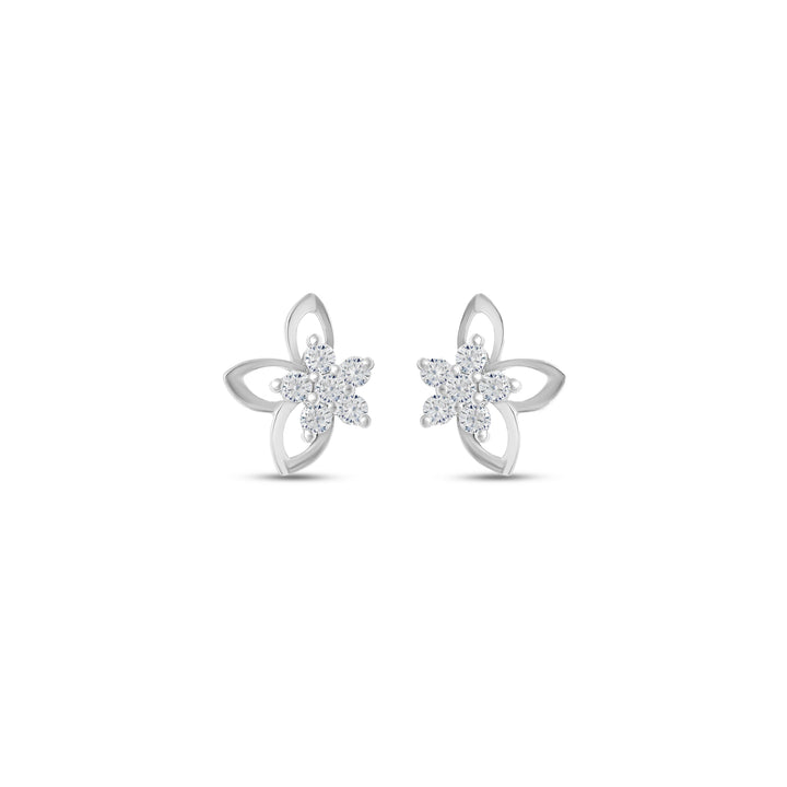 Petal Spark Moissanite Stud Earrings in 925 Sterling Silver by Carat For You on white background