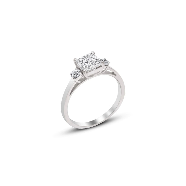 Princess Cut 3 Stone Moissanite Engagement Ring in 925 Sterling Silver by Carat For You