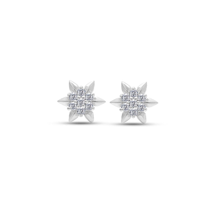 Radiant Bloom Moissanite Floral Stud Earrings by Carat For You on white background