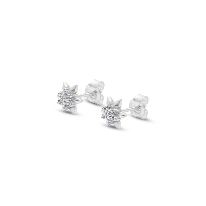 Side view of Radiant Bloom Moissanite Floral Stud Earrings by Carat For You