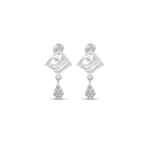 Swirl Moissanite Teardrop Earrings by Carat For You on a white background