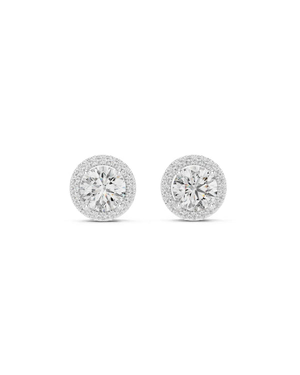 Thea Round Halo Moissanite Stud Earrings