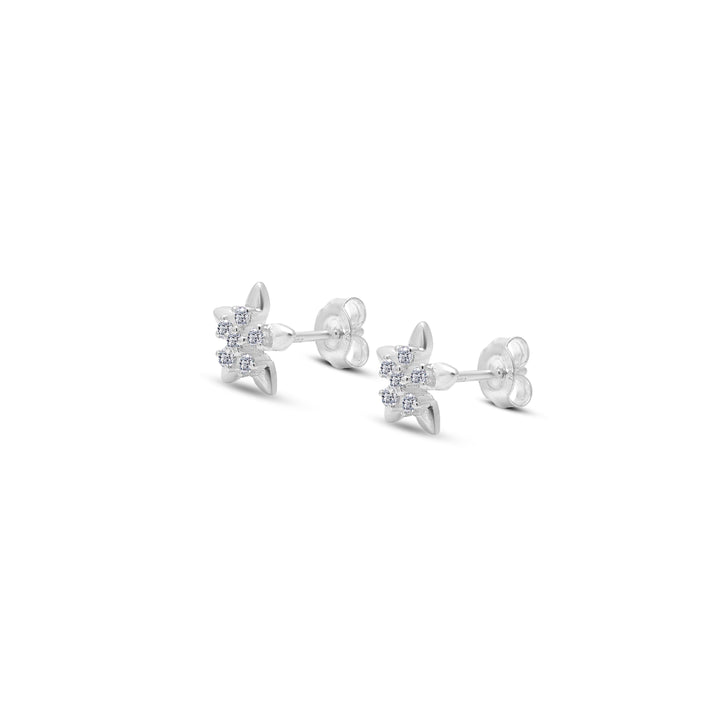 Side image of Timeless Flora Moissanite Stud Earrings by carat For You on a white background