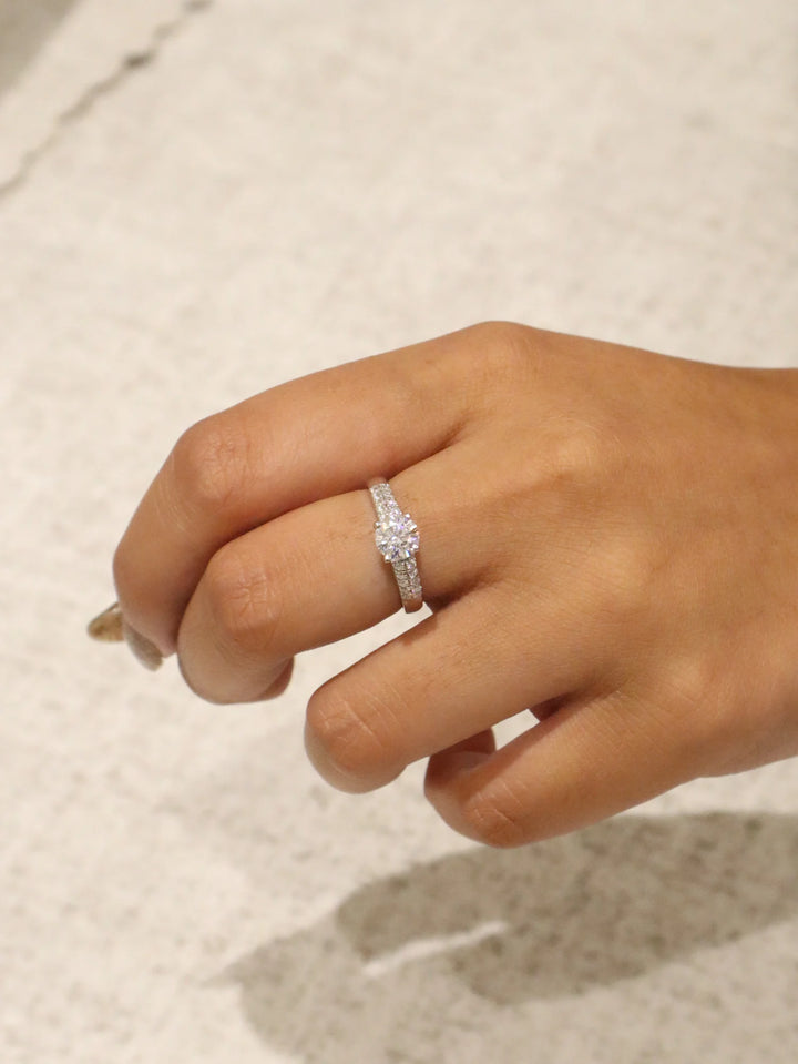 Timeless Moissanite Engagement Ring in 925 Sterling Silver