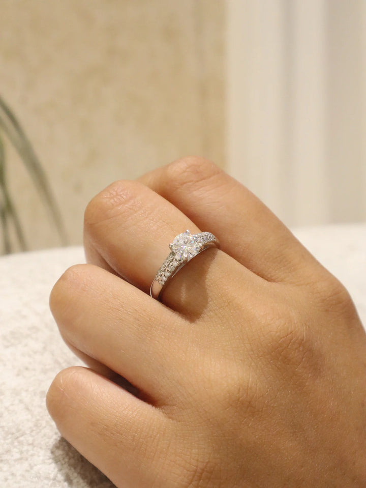 Timeless Moissanite Engagement Ring in 925 Sterling Silver by Carat For You