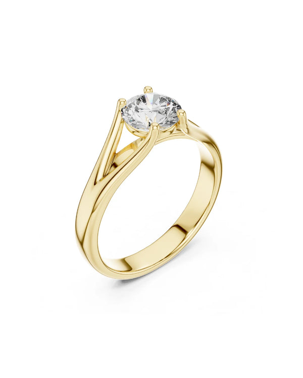 TwinArc 6.5mm Moissanite Solitaire Split Shank Ring