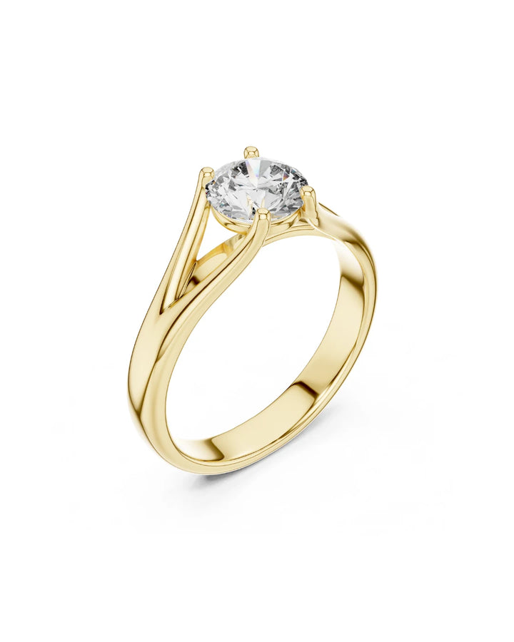 TwinArc 6.5mm Moissanite Solitaire Split Shank Ring