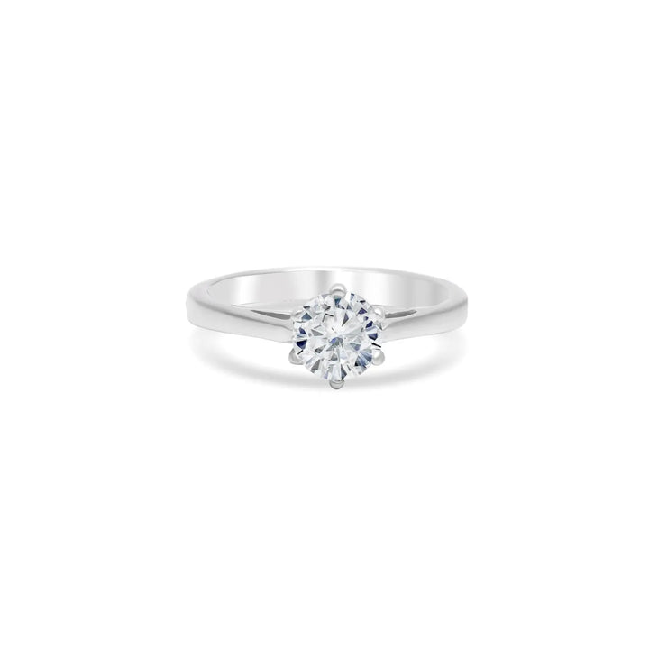 Unique 6-Prong Moissanite Solitaire Ring in 925 Sterling Silver by Carat For You