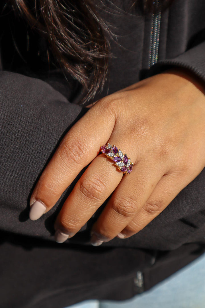 A closeup image of Unique Amethyst Statement RIng -3 by Carat For You
