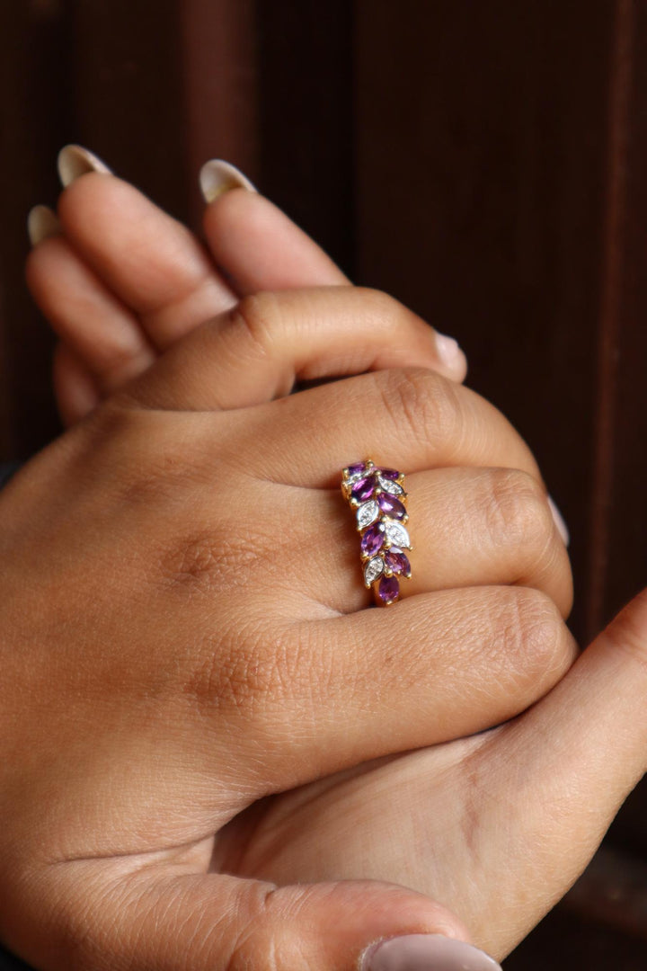 A closeup image of Unique Amethyst Statement RIng -4 by Carat For You 
